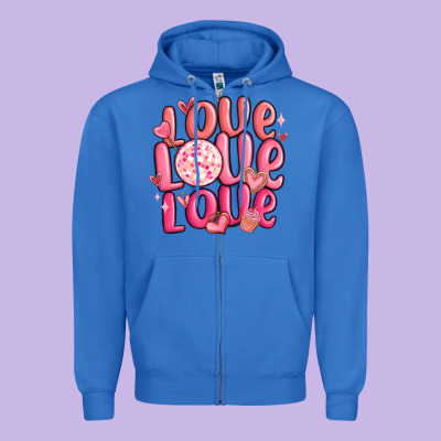 Love Love Love Valentines Day Zipper Hoodie Designed By Maliassmallbusiness