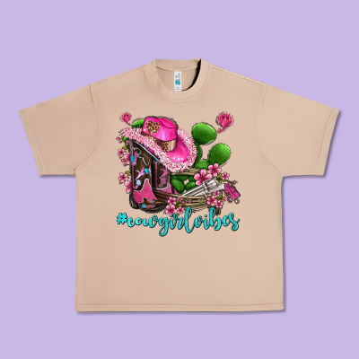 Cowgirl Vibes With Boots And Gun Urban Heavy Tee Designed By Adodesignshop
