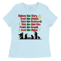 Baby Blue jesus and family belive like mary Ladies Tee - MaliasSmallBusiness