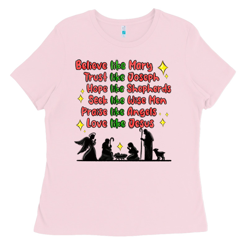 Jesus And Family Belive Like Mary Ladies Tee by MaliasSmallBusiness | Teevron