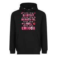 Black you are worthy beautiful loved enough valentines Heavyweight Hoodie - LillyAllenDesigns
