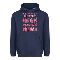 Navy you are worthy beautiful loved enough valentines Heavyweight Hoodie - LillyAllenDesigns