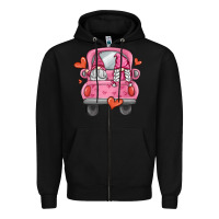 Black valentines day gnome truck Zipper Hoodie - MaliasSmallBusiness