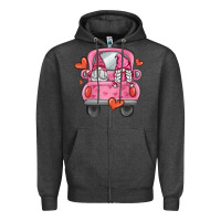 Charcoal Heather valentines day gnome truck Zipper Hoodie - MaliasSmallBusiness