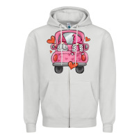 Dove Grey valentines day gnome truck Zipper Hoodie - MaliasSmallBusiness