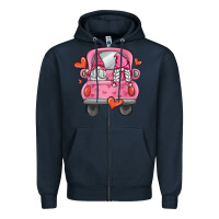 Navy valentines day gnome truck Zipper Hoodie - MaliasSmallBusiness
