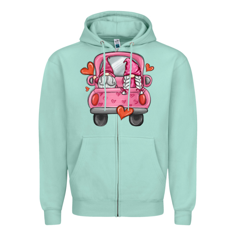Valentines Day Gnome Truck Zipper Hoodie by MaliasSmallBusiness | Teevron