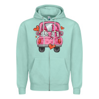 Seafoam valentines day gnome truck Zipper Hoodie - MaliasSmallBusiness