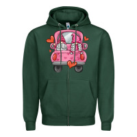 Sports Green valentines day gnome truck Zipper Hoodie - MaliasSmallBusiness