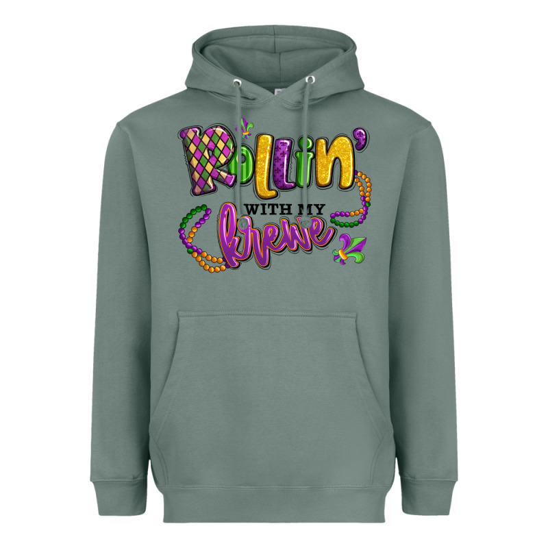Rollin' With My Krewe Mardi Gras Heavyweight Hoodie by LillyAllenDesigns | Teevron