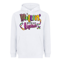 White rollin' with my krewe mardi gras Heavyweight Hoodie - LillyAllenDesigns