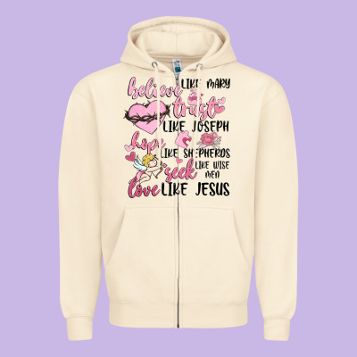 Christian Valentines Zipper Hoodie Designed By Maliassmallbusiness