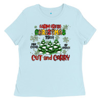 Baby Blue farm fresh christmas trees Ladies Tee - MaliasSmallBusiness