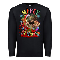 Black t rex merry rexmas Premium Sweatshirt - LillyAllenDesigns