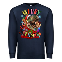 Navy t rex merry rexmas Premium Sweatshirt - LillyAllenDesigns