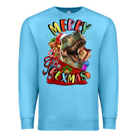 Ocean Blue t rex merry rexmas Premium Sweatshirt - LillyAllenDesigns