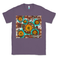 Lavender sunflowers and western old wheel aztec cowhide background Classic Tee - Artiststas
