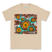 Mushroom sunflowers and western old wheel aztec cowhide background Classic Tee - Artiststas