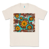 Natural sunflowers and western old wheel aztec cowhide background Classic Tee - Artiststas