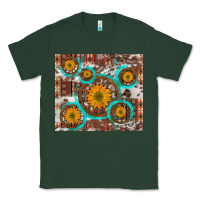 Sports Green sunflowers and western old wheel aztec cowhide background Classic Tee - Artiststas