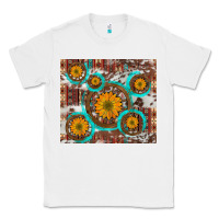 Sunflowers And Western Old Wheel Aztec Cowhide Background Classic Tee | Teevron