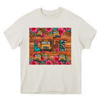 Cream love school bus leopard Heavy Core Tee - Artiststas