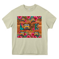 Mossy love school bus leopard Heavy Core Tee - Artiststas