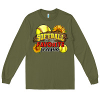 Army Green Softball Is My Favorite Season Long Sleeve Tee - LillyAllenDesigns
