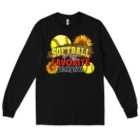 Black Softball Is My Favorite Season Long Sleeve Tee - LillyAllenDesigns