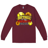 Burgundy Softball Is My Favorite Season Long Sleeve Tee - LillyAllenDesigns