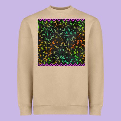 Halloween Witch Symbols Seamless Pattern Heavyweight Sweatshirt Designed By Bundleandbundleshop