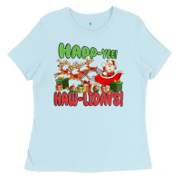 Baby Blue happ yee haw lidays Ladies Tee - MaliasSmallBusiness