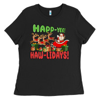 Black happ yee haw lidays Ladies Tee - MaliasSmallBusiness