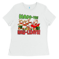 White happ yee haw lidays Ladies Tee - MaliasSmallBusiness