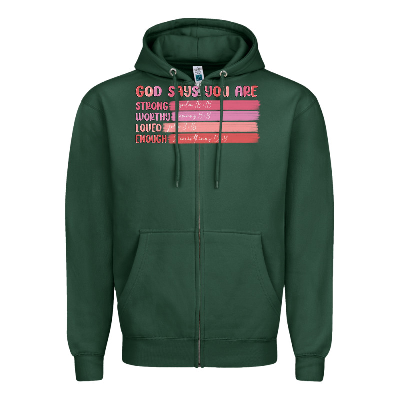 God Says You Are Zipper Hoodie by MaliasSmallBusiness | Teevron