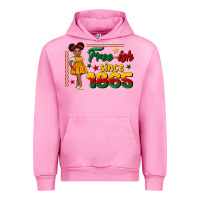 Fuchsia Pink free ish since 1865 black girl peekaboo juneteenth Urban Hoodie - CowGirlArtShop