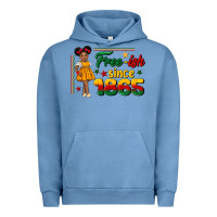 Pigment Pebble Blue free ish since 1865 black girl peekaboo juneteenth Urban Hoodie - CowGirlArtShop
