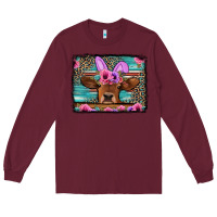 Burgundy easter floral leopard cow Long Sleeve Tee - Jasminsmagicworld