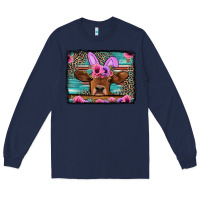 Navy easter floral leopard cow Long Sleeve Tee - Jasminsmagicworld