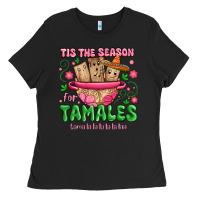Black tis the season for tamales tama la la la Ladies Tee - MaliasSmallBusiness