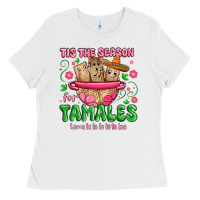 White tis the season for tamales tama la la la Ladies Tee - MaliasSmallBusiness