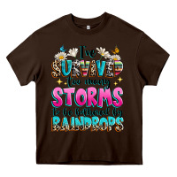 Chocolate Brown ive survived too many storms to be bothered by raindrops Heavy Core Tee - texasbilliewilder