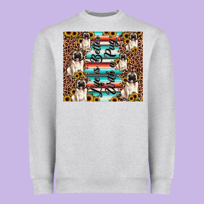 Life Is Better With A Pug Heavyweight Sweatshirt Designed By Jahusdesignshop