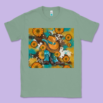 Sunflowers And Cowboy Boots With Cowhide And Glitter Tumbler Classic Tee Designed By Artiststas