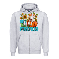 Heather Grey Hey there pumpkin Lamb Zipper Hoodie - NancyCooperArtShop