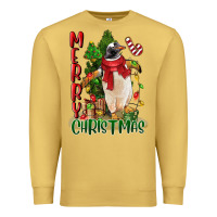 Antique Gold merry christmas penguin Premium Sweatshirt - LillyAllenDesigns
