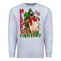 Heather Grey merry christmas penguin Premium Sweatshirt - LillyAllenDesigns