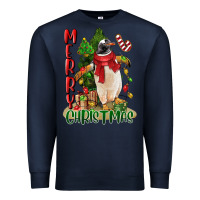 Navy merry christmas penguin Premium Sweatshirt - LillyAllenDesigns