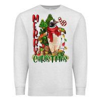 Oatmeal Heather merry christmas penguin Premium Sweatshirt - LillyAllenDesigns
