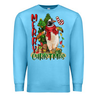 Ocean Blue merry christmas penguin Premium Sweatshirt - LillyAllenDesigns